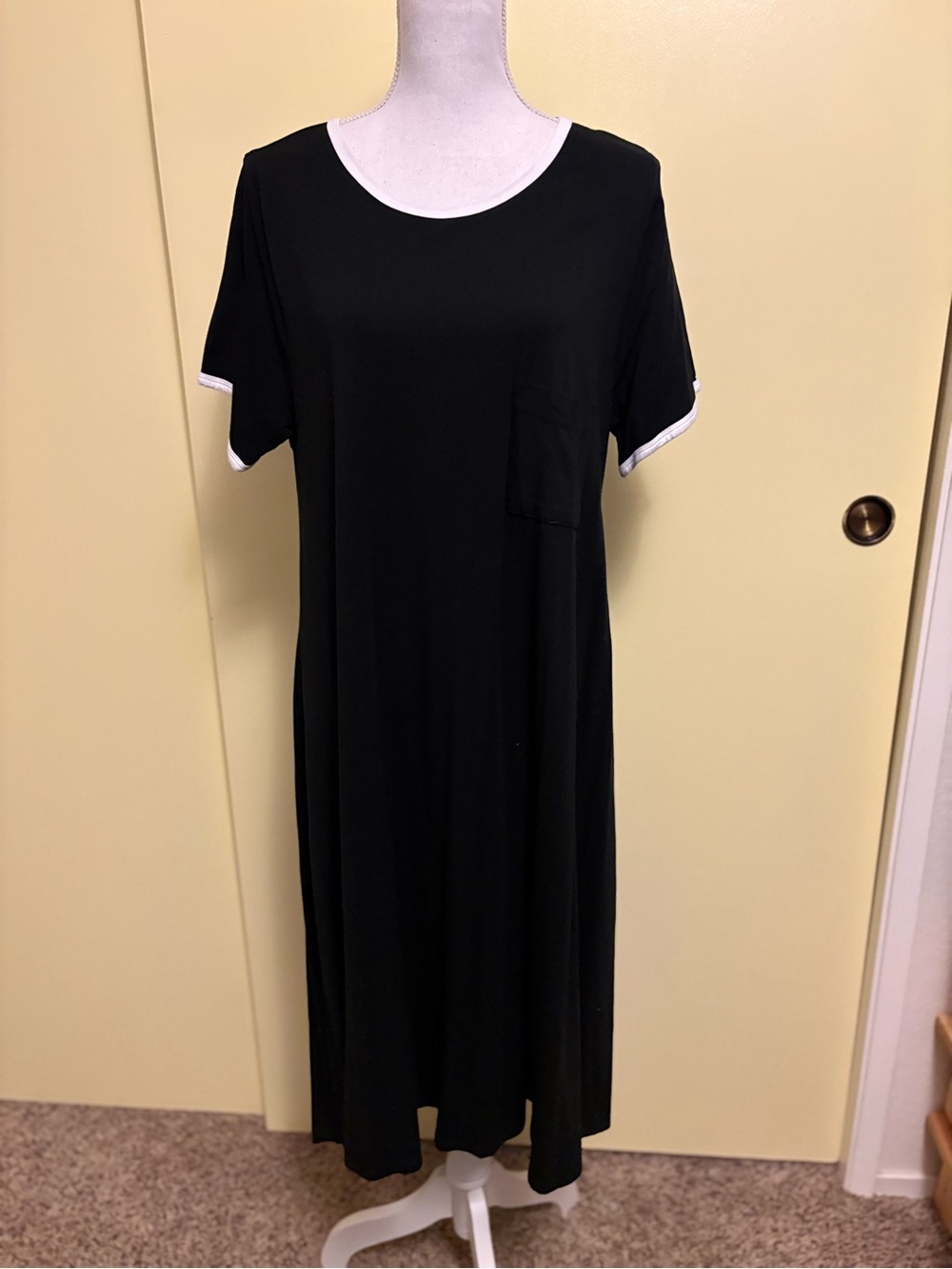 LuLaRoe Black Carly Dress with White Trim